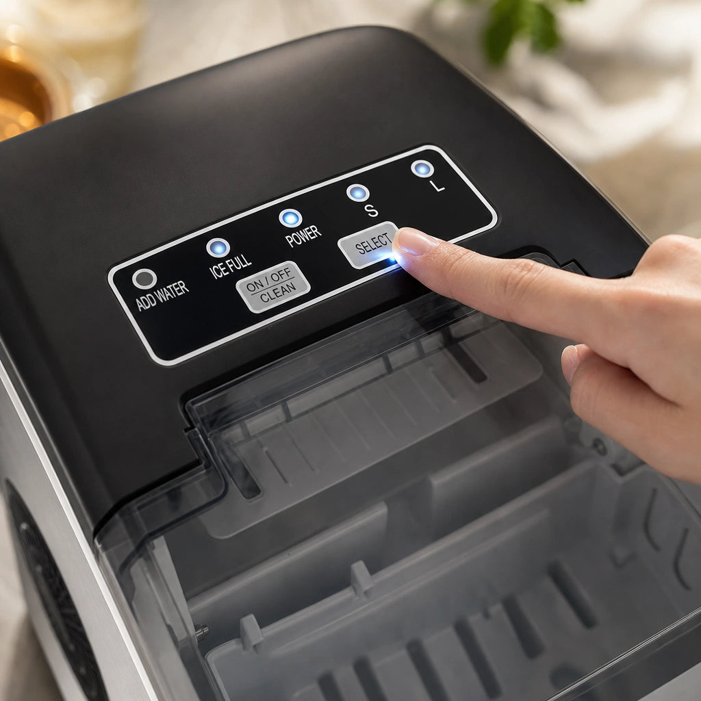 Machine à Glaçons Compacte 12 kg/24 h avec Auto-Nettoyage