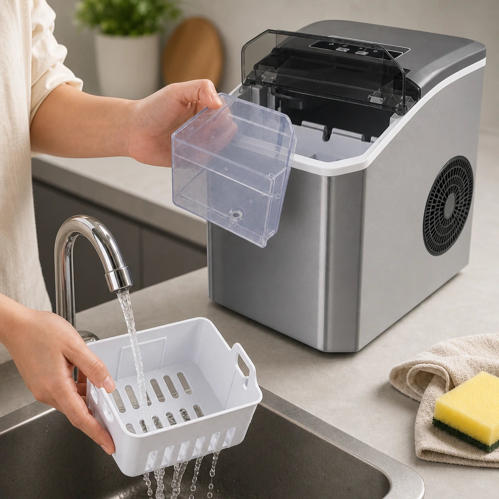 Machine à Glaçons Compacte 12 kg/24 h avec Auto-Nettoyage